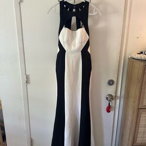 BCBGMaxAzria Black and White Backless Dress